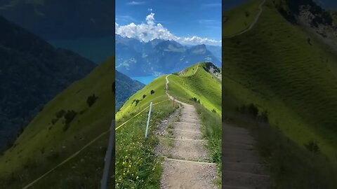 The breathtaking beauty of the route on the Fronalpstock mountain near the town of Stoos