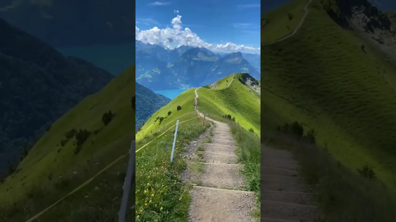 The breathtaking beauty of the route on the Fronalpstock mountain near the town of Stoos