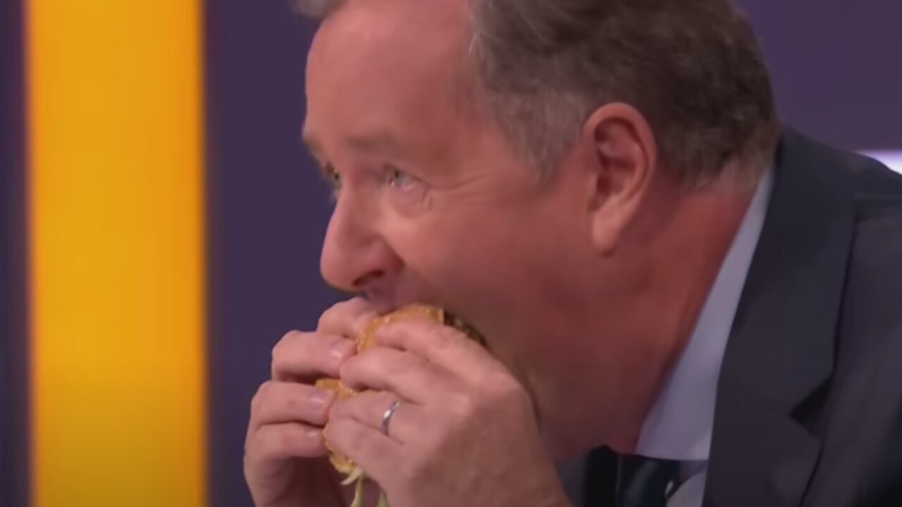 Piers Morgan responds to vegan protester by eating Big Mac