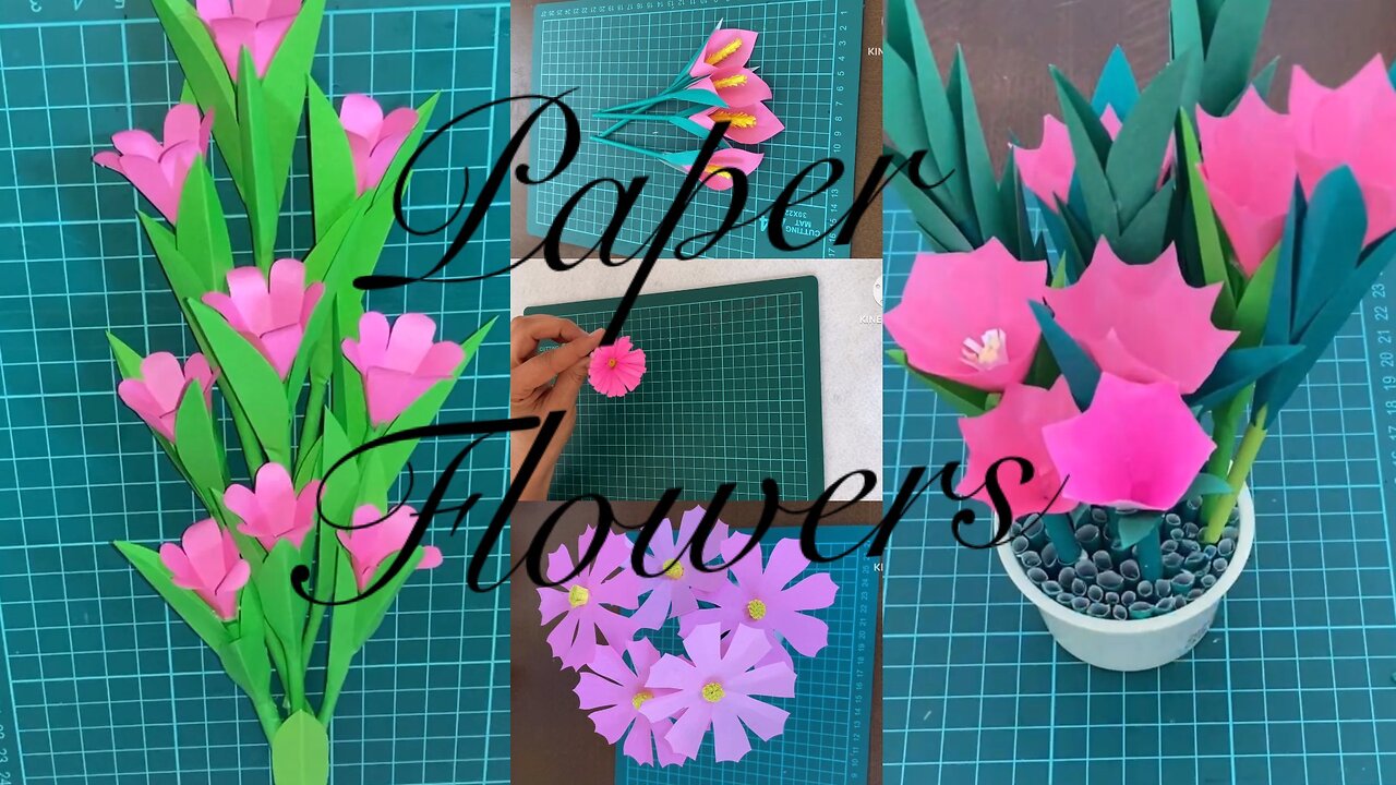 Paper flowers stick vase decor ideas. Homemade paper flowers.