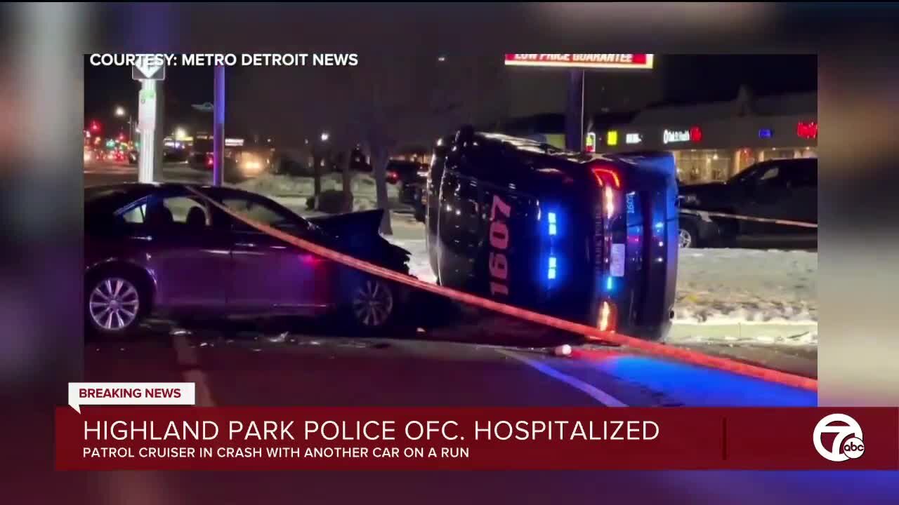 Highland Park police officer hospitalized after crash, expected to be OK