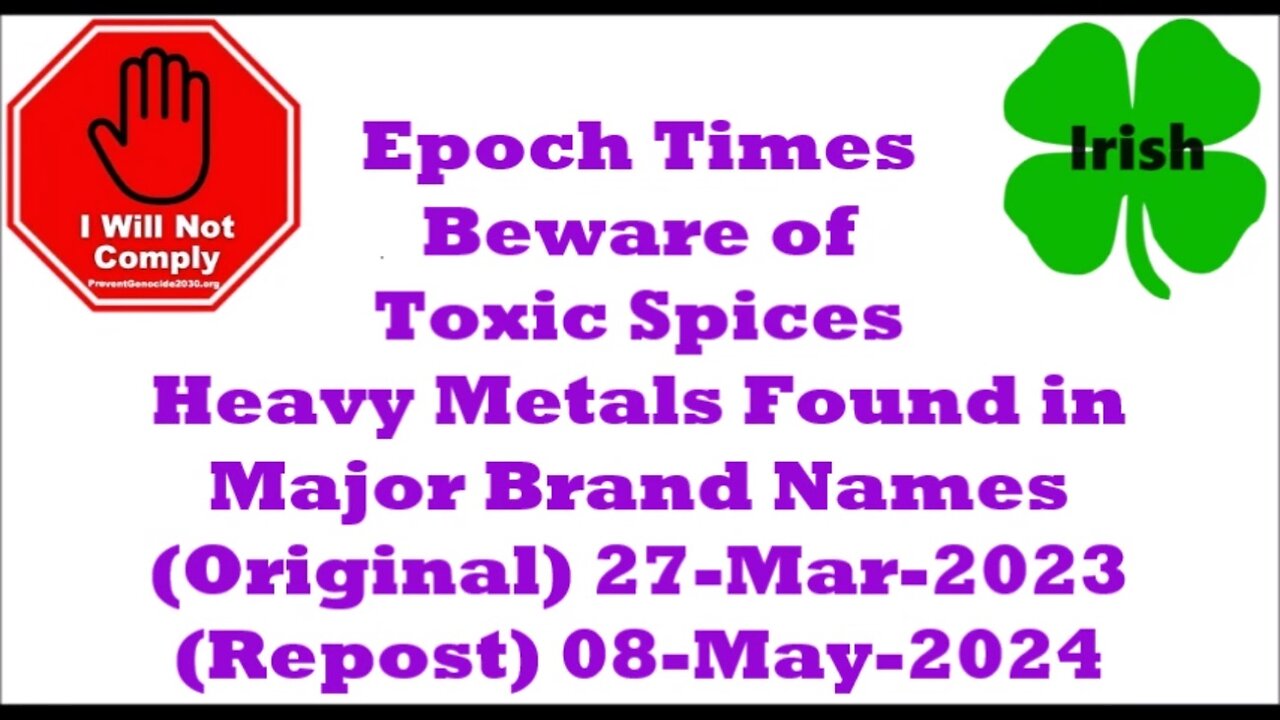 Beware of Toxic Spices Heavy Metals Found in Major Brand Names 08-May-2024