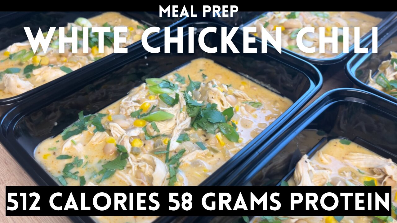 Easy 58 Gram Protein White Chicken Chili Meal Prep