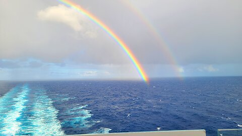 POWERFUL Double Rainbow Appears by Our Caribbean Cruise