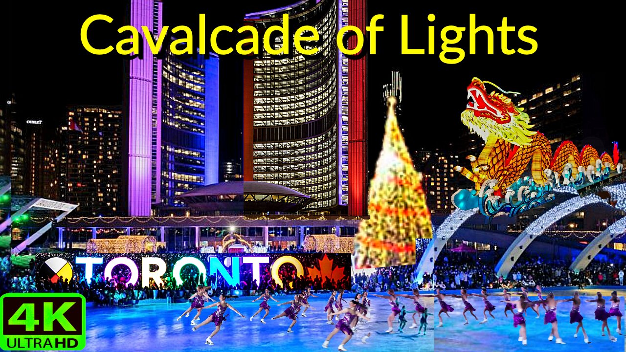 【4K】Toronto Opening day Cavalcade of Lights at Nathan Phillips Square Canada 🇨🇦