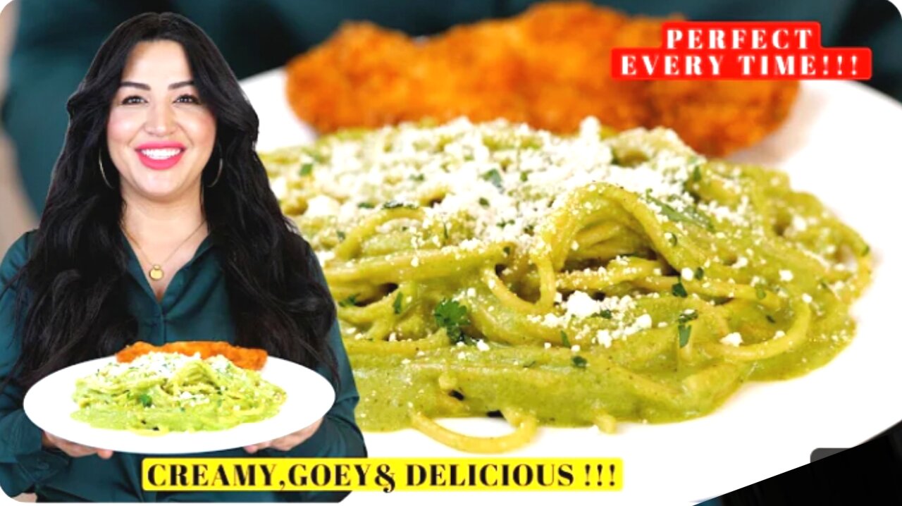 The CREAMY SPAGHETTI Everyone should learn how to make, Creamy Green Spaghetti Pasta Recipe