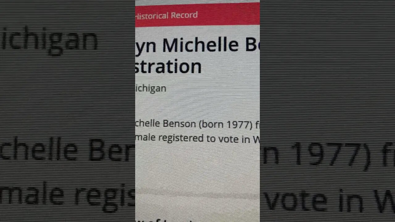 Michigan Secretary of State, Jocelyn Benson has TWO voting RECORDS in Michigan?? Part 1