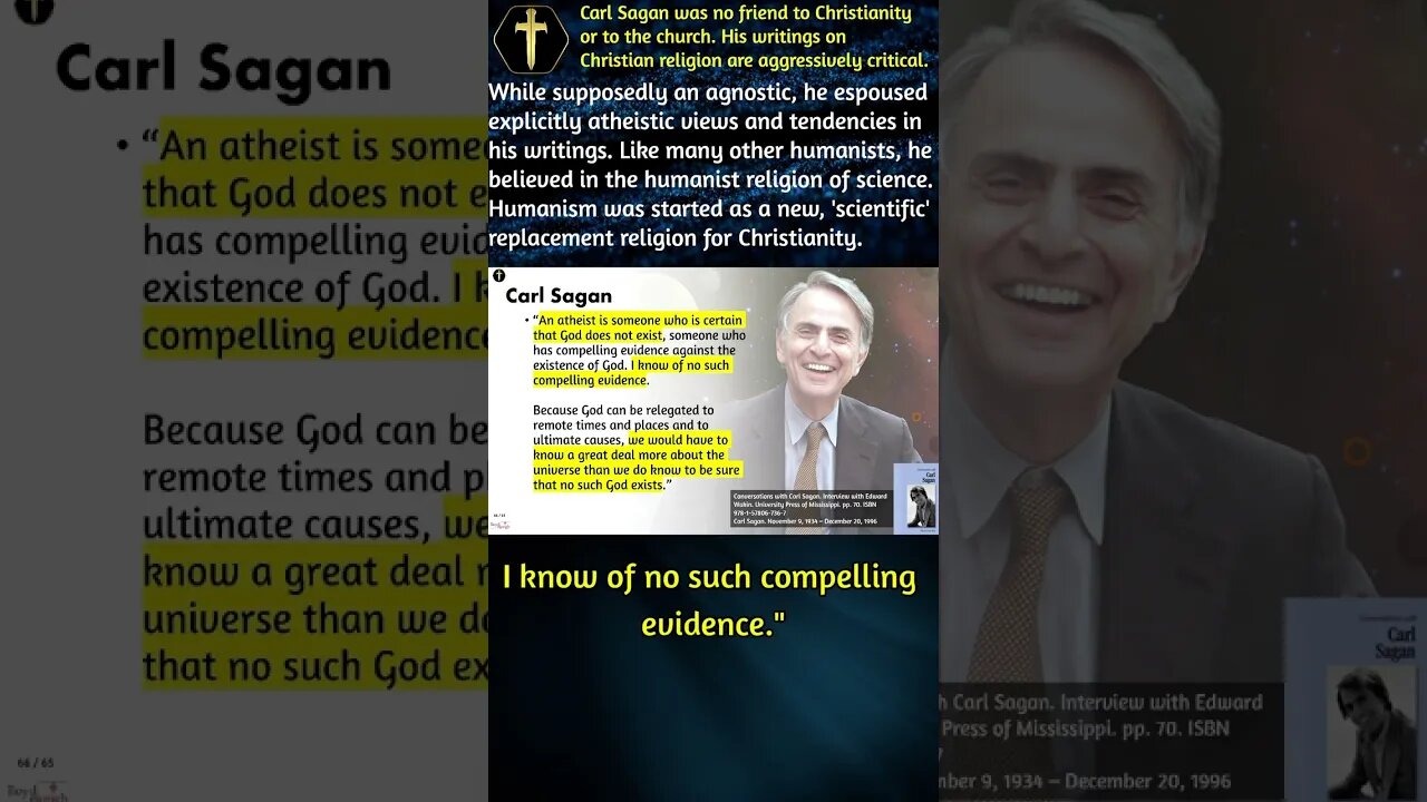 Carl Sagan: a new religion will replace Christianity (Scientific Humanism) #shorts