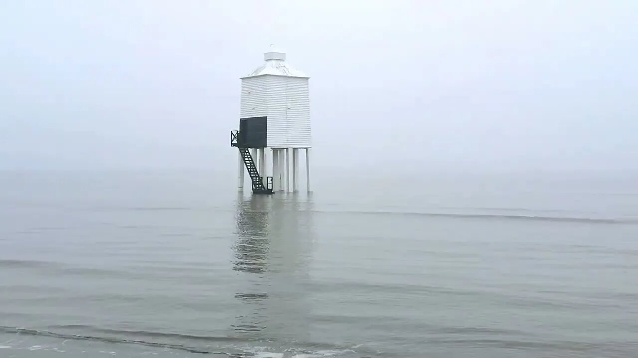 Burnham Lower Lighthouse Somerset when the Fog rolls in on a winters day.