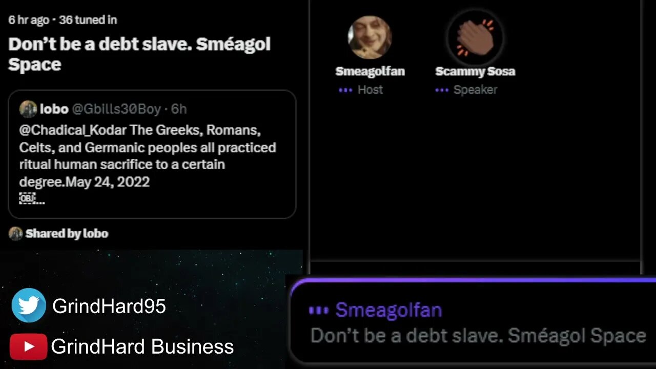 Don|t be a debt slave. Sméagol Space | Twitter Spaces | 7 Feb 2023