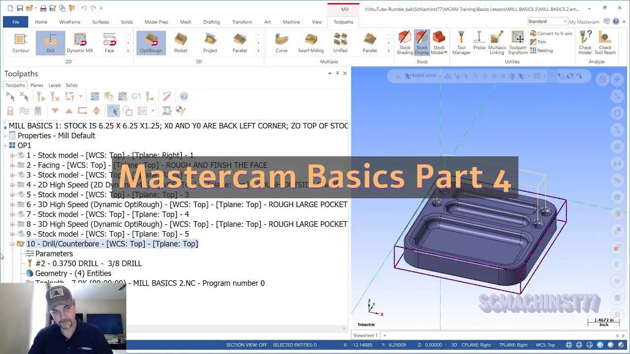 MASTERCAM - TOOLPATH CREATION PART 4 BASICS SERIES