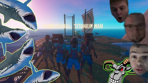 Raft - Hard Mode / 4 Guys : 1 Raft / Ep 7 - Caravan Island taken care of.. time to get resources..