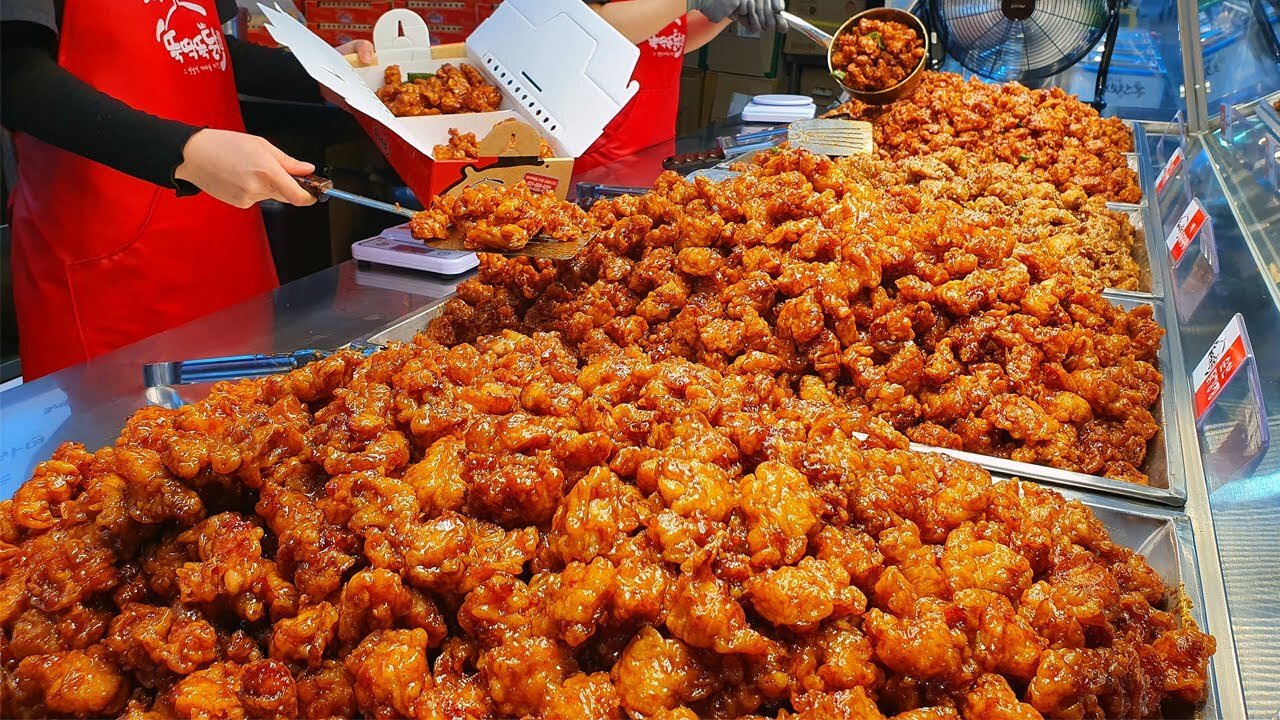 Sweet & Spicy! Korean Fried Chicken Food [ASMR]