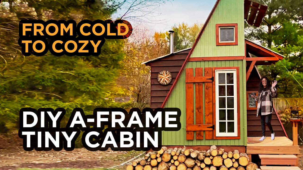 TOUR & BUILD UPDATE: Tiny A-Frame Cabin Built From Scratch