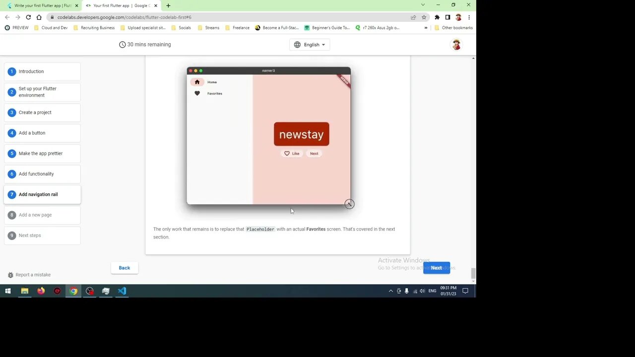 Starting with Flutter on Codelabs part 3 of 3
