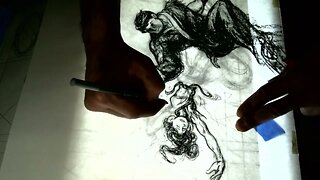 Time lapse: Charcoal art for page 116 part 3