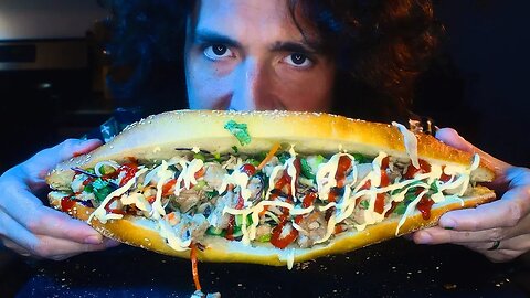 GIANT Japanese Chicken Sandwich ASMR * NO TALKING * | Nomnomsammieboy