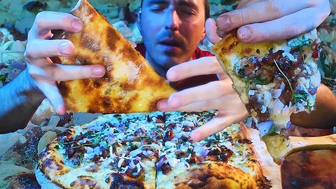 CHEESE SAUCE GOUDA BACON PIZZA * ASMR MUKBANG NO TALKING * | NOMNOMSAMMIEBOY