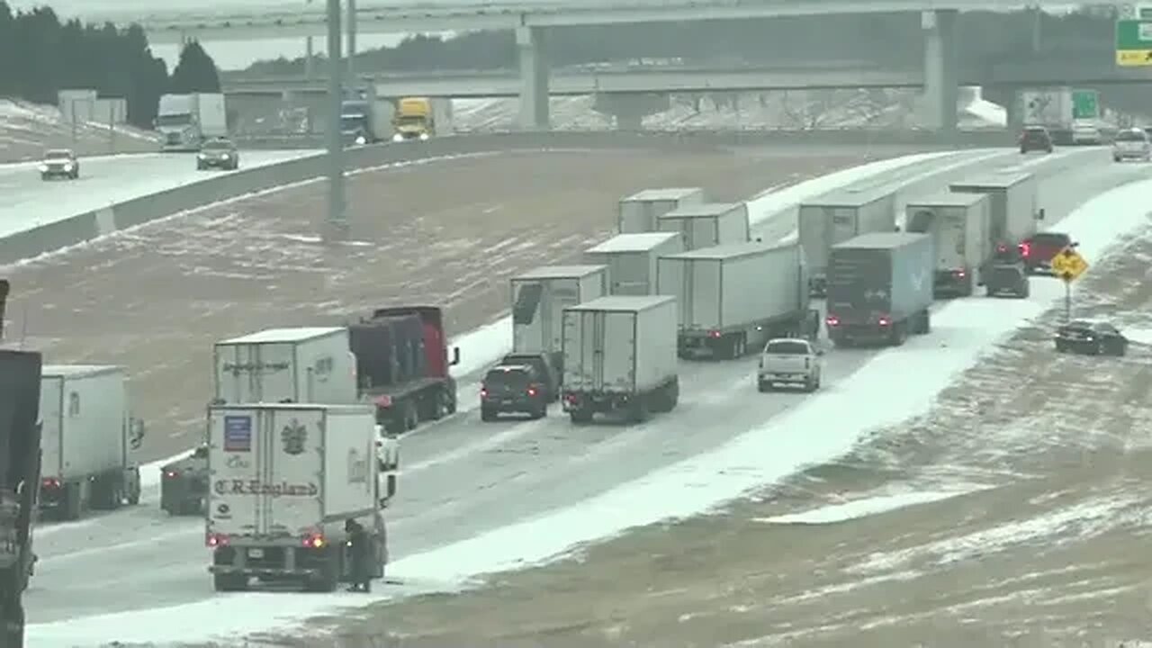 Dallas County I20 near Spur 408, complete heavy ice covering the highway...