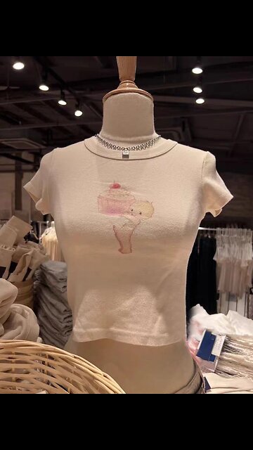 SALE!! Cupcake Angel Baby Print Slim T-Shirts