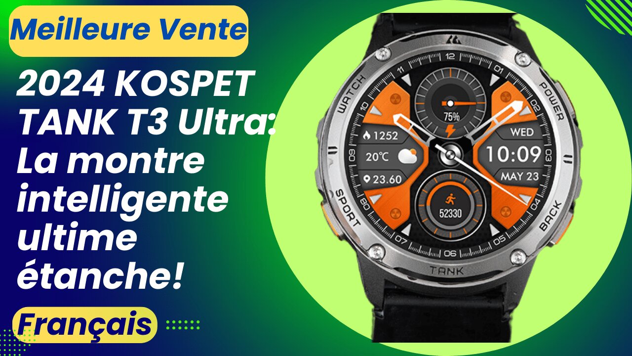 2024 KOSPET TANK T3 Ultra: La montre intelligente ultime étanche!