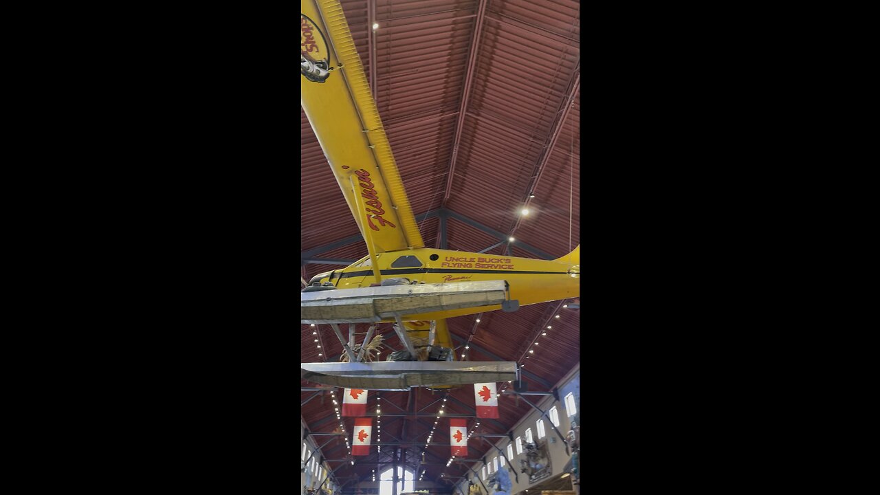 Airplane hangin from roof
