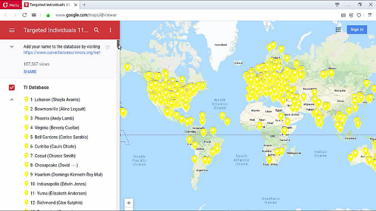 SHSA Targeted Individuals Database