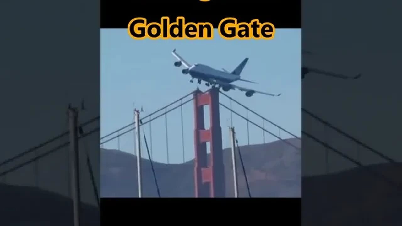 Crazy Jumbo Jet B747 Passing Over The Golden Gate #Crazy #Pilot #Flying