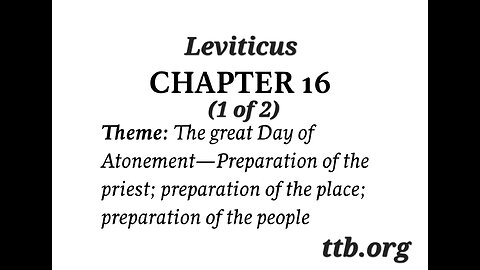 Leviticus Chapter 16 (Bible Study) (1 of 2)