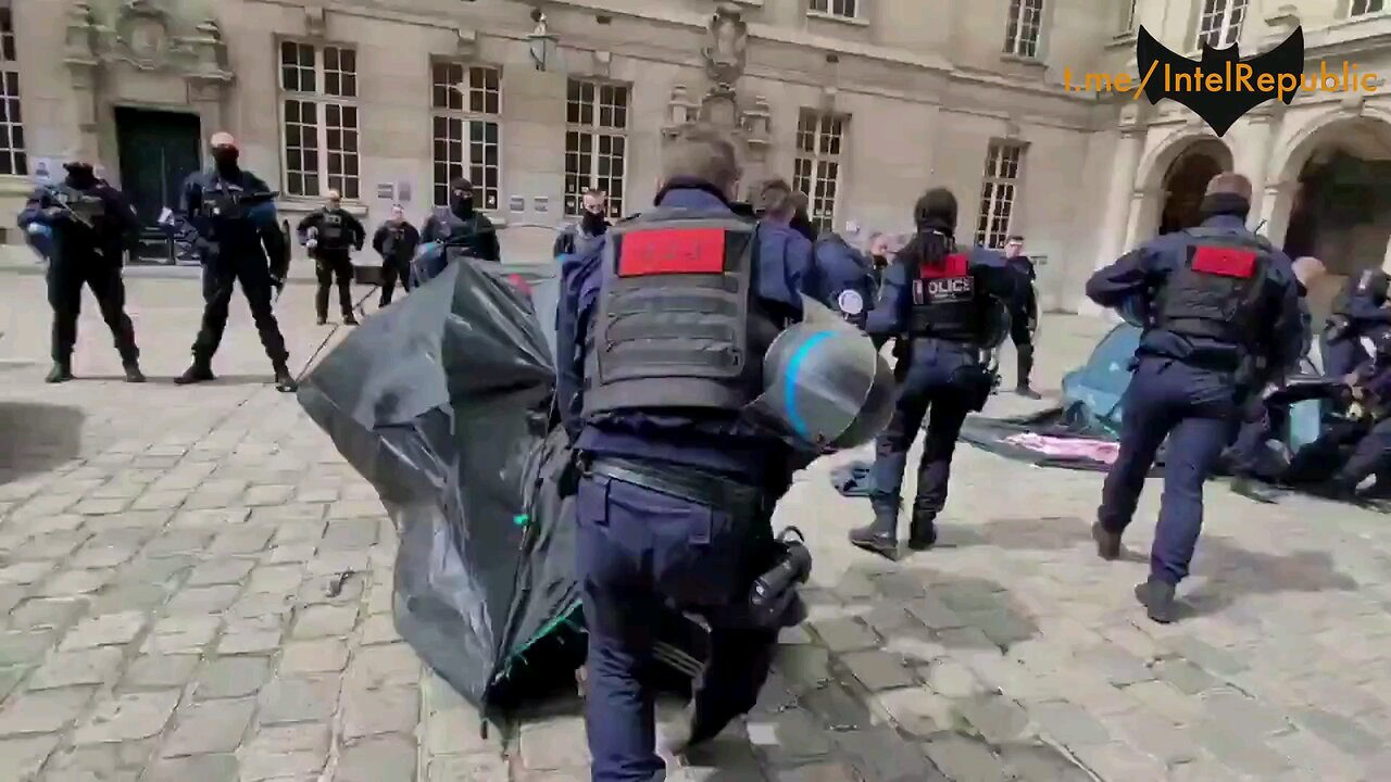 PRO-PALESTINE PROTESTER DRAGGED BY SCRUFF OF NECK BY MASKED PARIS COPS (top vid): EU Chief Borrell’s