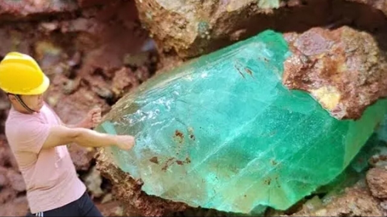 Diamonds and emeralds emerge from crevices in rocks after torrential rain