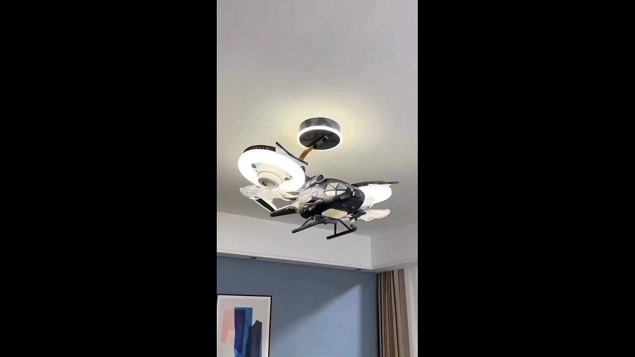 Futuristic Helicopter LED Ceiling Fan Lamp