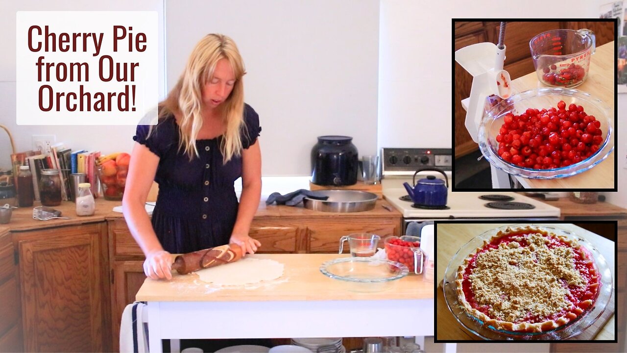 Great Aunt Catherine's Cherry Pie, With Cherries from Our Very Own Little Orchard in Wyoming!