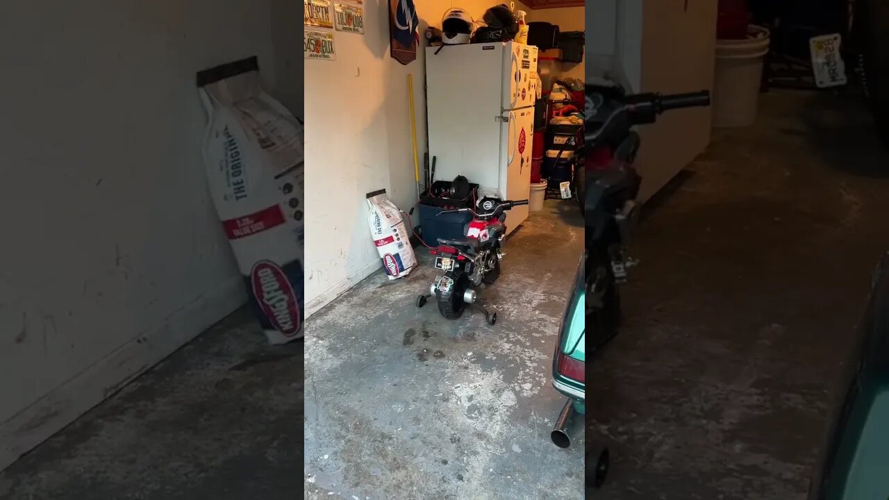 When your toddler parks his motorcycle in your spot #motorcycle #harleydavidson