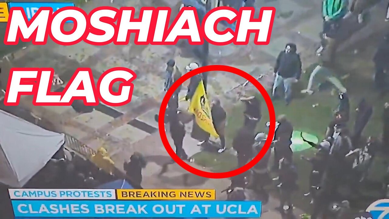 MOSHIACH flag flying at UCLA counterprotest! The Anti-Christ is rising! Wake the F**K up!