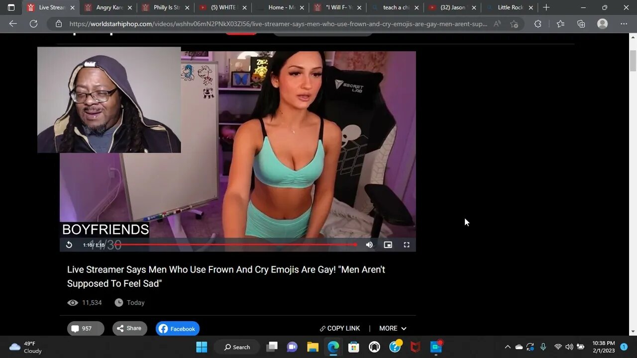 Live Streamer Says Men Who Use Frown And Cry Emojis Are G@y! "Men Aren't Supposed To Feel Sad"