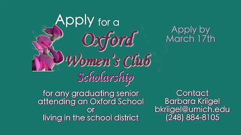 Oxford Women's Club Scholarship