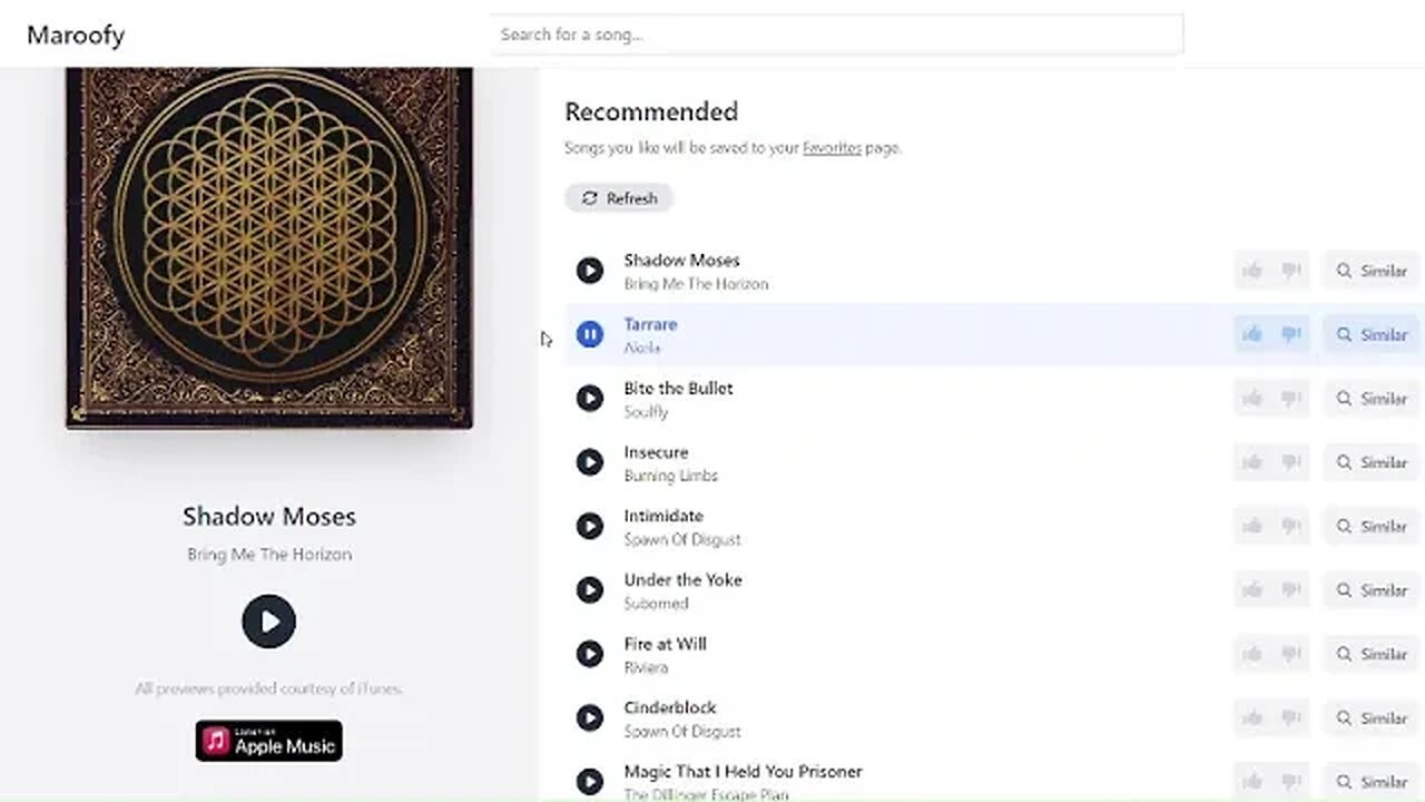 This should be the recommendation of Spotify and other services
