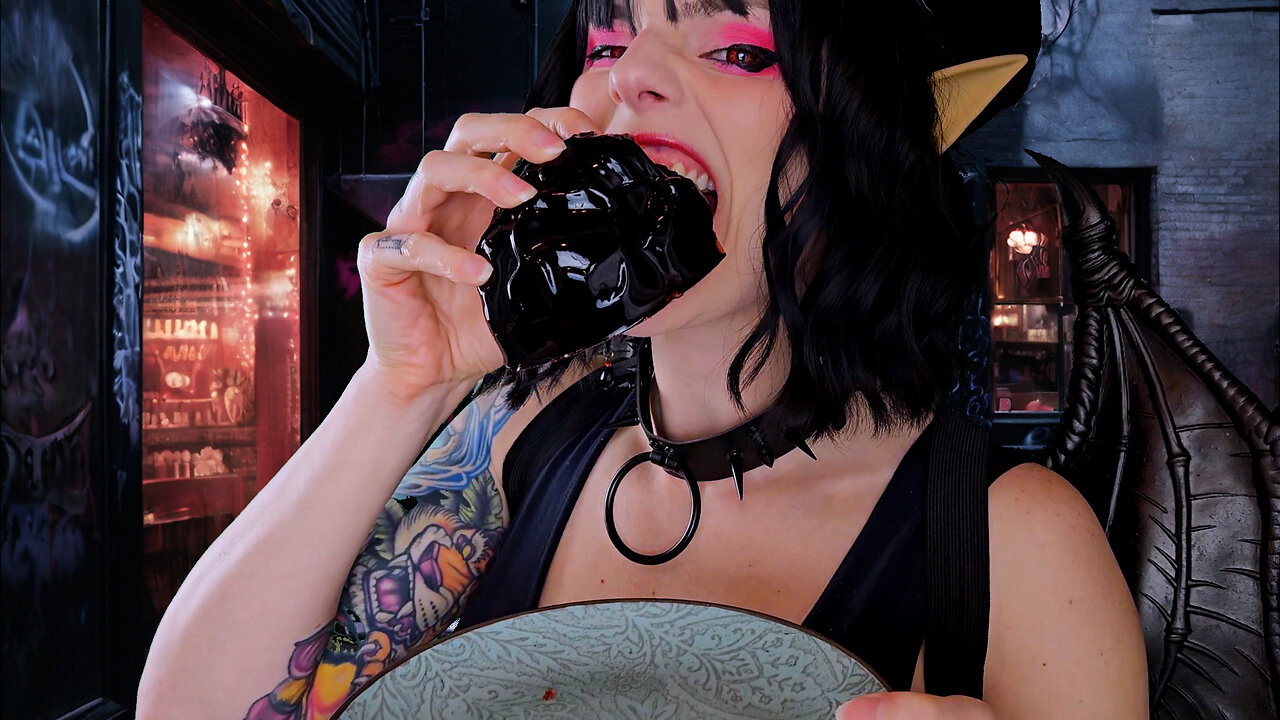 "ASMR Sylk The Succubus Eats Your Heart Out At Goth Hooters | Gelatin Heart"