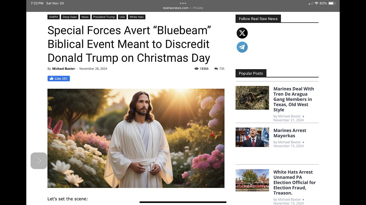 Special Forces Avert “Bluebeam” Biblical Event Meant to Discredit Donald Trump on Christmas Day