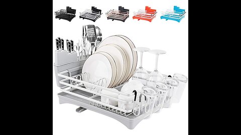 Dish Drying Rack, 1Easylife 2 Pieces Large Dish Rack Drainboard Set for Kitchen Counter, Rustpr...