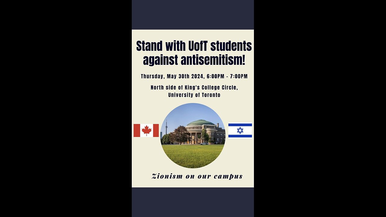 Stand with UofT students against antisemitism Thursday May 30 in Toronto, Canada