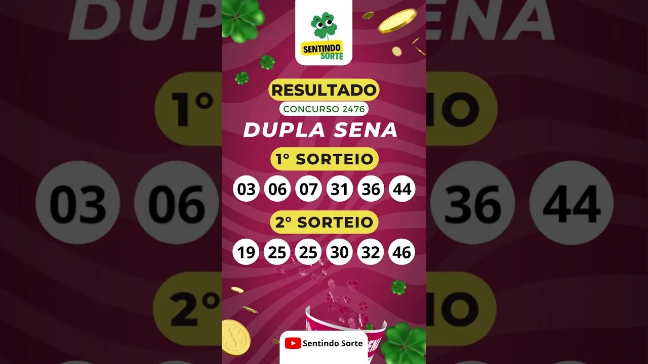 🍀 Resultado DUPLA SENA 2476 | Sentindo Sorte #shorts