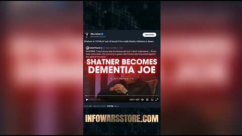 Shatner Losing His Mind Faster Than Dementia Joe - Alex Jones on X