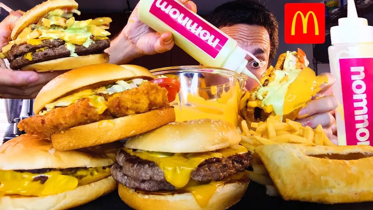 ASMR Eating CHEESY Mcdonalds 1 HOUR NO TALKING MUKBANG nomnom