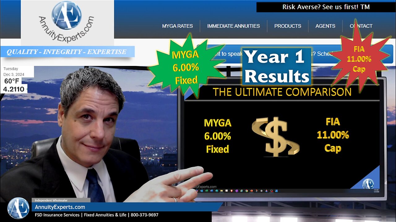 Year 1 Results | Ultimate Annuity Comparison MYGA rate vs FIA cap | 7 Year study | 6% vs 11% CAP