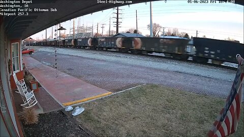 NB Ballast Hoppers with 3 Rebuilt CEFX GE's at Washington, IA on January 6, 2023