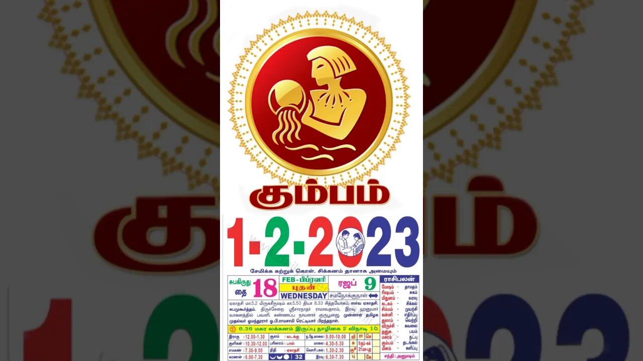 கும்பம்||இன்றைய ராசிபலன் ||01|02|2023 |செவ்வாய்கிழமை||Today Rasi Palan | Daily Horoscope