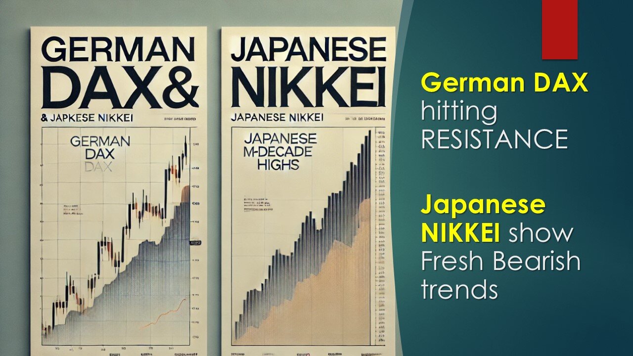 German DAX hitting RESISTANCE and Japanese NIKKEI show fresh Bearish trends