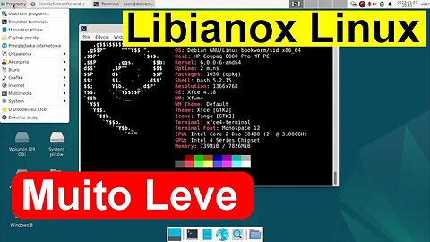 Libianox Linux. Distro leve e rápida baseada no Debian com um conjunto minimo de software.
